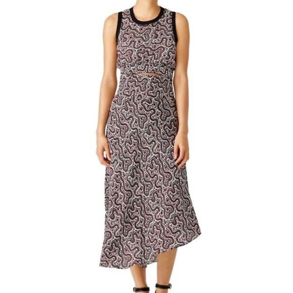 A.L.C. Sandra 100%‎ Silk Cutout Floral Patterned Midi Dress Size 2 - Picture 3 of 16
